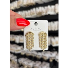 Xuping Jewelry Taşlı Püskül Detaylı Gold Küpe
