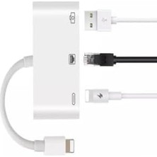 Iphone 7 8 x 11 11 Pro 12 13 13 14 Pro Max ile Uyumlu ve Ipad Uyumlu USB Ethernet Lightning Şarj Adaptörü 3in1