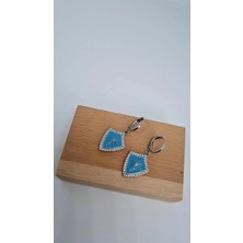 Luxury Jewelry Turkuaz Taş ve Yıldız Detaylı Sallantılı Küpe