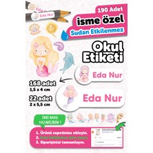Msticker Okul Etiketi Kalem Defter Isimli Etiket Isim Yazılabilen Deniz Kızı - 190 Adet Özel Tasarım Etiket