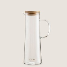 Chakra Bambu Kapaklı Cam Sürahi 800ml Transparan