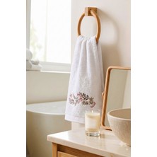Teohomelinens Çiçek Nakışlı Bambu El & Yüz Havlusu, 2'li Set, %60 Bambu %40 Pamuk, 50 x 90 Cm, Beyaz