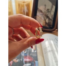 Xuping Jewelry Taşlı Geometrik Gold Küpe
