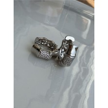 Xuping Jewelry Silver Geometrik Halka Küpe | Zirkon Taş Detaylı Modern Kadın Küpe