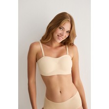 Best Model Bej Balensiz Çıkarılabilir Pedli Straplez Dikişsiz Sütyen Konforlu Tasarım