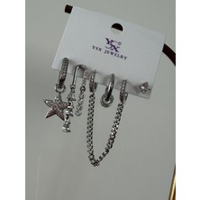 Ysx Jewelry Çoklu Kombin Zirkon Taşlı Kadın Küpe Seti – 6'lı Kombin Küpe
