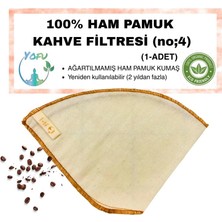 Zemira (1 Adet) Yıkanabilir, Kumaş Kahve Filtresi (No:4) AĞARTILMAMIŞ%100 Ham Pamuk, Organik, Ekolojik Fil