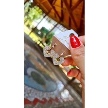 Xuping Jewelry Rose Renk Zirkon Taşlı Kalp Figürlü Küpe