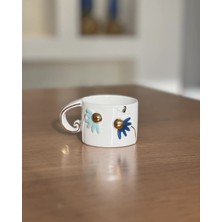 Marys Concept El Yapımı Seramik Mavi Çiçekli Mug