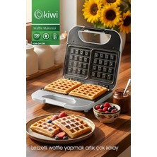 Zemira Kiwi KSM-2405W Waffle Makinesi | Yapışmaz Plaka & Otomatik Kapanma & Dikey Saklama Beyaz