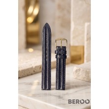 Beroo Straps 16MM Premium Dokulu Siyah Deri Kordon