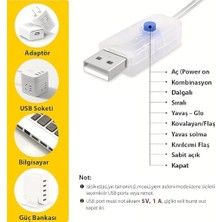 5 Metre Sarı 50 LED Işıklar Peri Işıkları 8 Mod Rgb Işıkları USB Sarı Renkli Işık Peri Dize Işıkları Tel Fonksiyonlu Süsleme Ince Telli Aydınlatmalı Şerit LED Yılbaşı Işık Yılbaşı Süsü