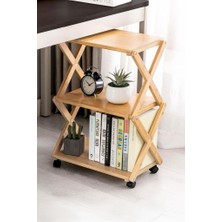 Zemira Digithome Bambu 3 Raflı Tekerlekli Sehpa Düzenleyici Raf Çok Amaçlı Organizer DB-0023