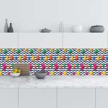 Zemira Mutfak Tezgah Arası Folyo Fayans Kaplama Folyosu Renkli Yıldızlar 60X400 cm