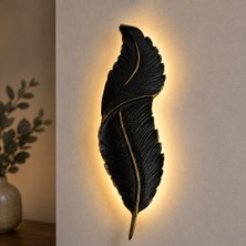 Adivo Store Siyah Tüy Tasarımlı LED Duvar Apliği – Pilli Dekoratif Duvar Lambası