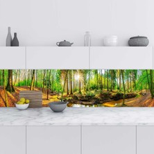 Zemira Mutfak Tezgah Arası Folyo Fayans Kaplama Folyosu Dere Orman 60X300 cm