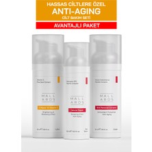 Mallards Hassas Ciltler Için Yaşlanma Karşıtı Bakım Seti, C Vitamini Losyonu 50 Ml, Cellular Repair Serum 30 Ml, Skin Renewal Complex Cream 50 Ml,