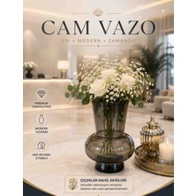 Nc Design Concept Modern Füme Cam Vazo – Dekoratif Şeffaf Çiçek Vazosu – Salon, Otel, Ofis Masa Dekoru