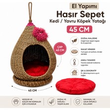 Pack T-Rex Dekoratif Minderli Doğal Hasır Kedi / Yavru Köpek Yatağı