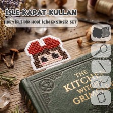 Etamina Ghiblimina Serisi: Küçük Cadı 8-Bit Pixel Art Çarpı Işi Kitap Ayracı Kiti- Minimalist Karakter Tasarımlı Hobi Seti