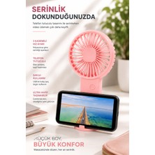 Ecuy Şarjlı Mini Fan Vantilatör 3 Kademeli Masaüstü Kullanımlı El Fanı Telefon Tutuculu USB Taşınabilir Sessiz