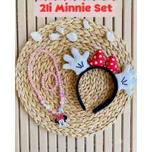 The Littles Kids 2'li Minnie Model Aksesuar Set - Peluş Taç - Işıklı Kolye ve Bileklik