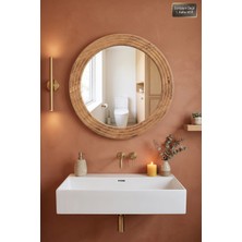 Montesev Antik Ahşap Oval Dekoratif Ayna Banyo Wc Lavabo Aynası Dresuar Boy Koridor Oda Konsol Mutfak Makyaj Aynası By-X