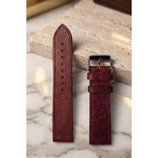 Beroo Straps Premium Dokulu Bordo Deri Saat Kordonu (22MM)