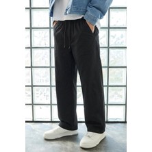Damga Erkek Günlük Jogger Siyah Baggy Keten Pantolon