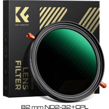 K&F Concept 82 mm Nd2-32+Cpl Filtre (1-5 Stop Nötr Yoğunluk ve Dairesel Polarize Filtre 2'si 1 Arada)