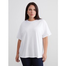 Lc Waikiki Yeni Sezon Büyük Beden Bisiklet Yaka Oversize Kadın Tişört
