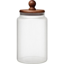 Welcomein 1700 ml Akasya Kapaklı Cam Kavanoz Saklama Kabı Hava Geçirmez Büyük Boy Mutfak Kavanozu