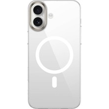 Zore ile Uyumlu iPhone 16 Kılıf M-Safe Şarj Özellikli Şeffaf Cam Arka Yüzey Zore G-Glass Kapak Şeffa