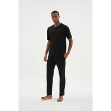 Kly Pijama Kly 2209 Pamuklu Modal Yarım Düğmeli Yarım Kollu Pijama Takım