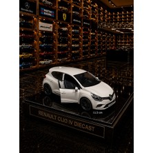 Oyuncak Sahili Renault Clio Diecast Metal 11.5cm Araba Kapılar Açılır 1.36 Çekbırak Motorlu Beyaz Reno Clıo Koleksiyon Model Metalic Beyaz