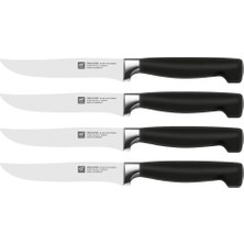 Zwilling Four Star 4'lü Biftek Bıçağı Seti, Paslanmaz Çelik, Siyah
