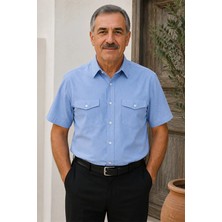 Beyome Erkek Beyaz Kısa Kollu Gömlek %100 Pamuk Çift Cepli Günlük Yazlık Rahat Kalıp