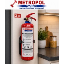 Metropol Yangın 2 kg Evlere Uygun Kuru Kimyevi Tozlu Abc Ysc Yangın Söndürme Cihazı , Yangın Söndürücü