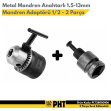Platin Hırdavat Metal Mandren Anahtarlı 1,5mm - 13MM + Adaptör 1/2 Çevirici