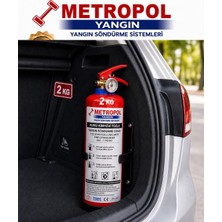 Metropol Yangın 2 kg Araç ve Dükkanlara Uygun Kuru Kimyevi Tozlu (Abc) Yangın Söndürme Tüpleri, Yangın Cihazları