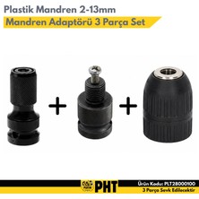 Platin Hırdavat Plastik Mandren 2-13mm + Bits Uç Tutucu + Mandren Adaptörü 1/2 Arkalı 3 Parça Set PLT28000100