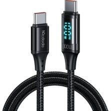 Juo 100W 5A Qc4.0 Dijital LED Ekranlı E-Mark Çipli USB Pd Type-C Hızlı Şarj ve Data Kablosu 1 Metre