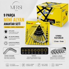 Mersi Shop 9 Parça Mini Alyan Anahtar Seti Crv Çelik Allen Anahtar Takımı Isıl Işlem Görmüş 1.5-8 mm