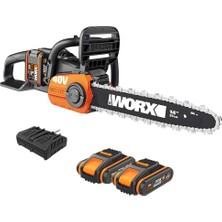 Worx 40 V Akülü Zincirli Testere WG384E, 2 x 2,0 Ah, Powershare, Fırçasız Motor, Aletsiz Zincir Germ