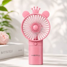 Hepu HP-F05 Şarjlı Mini El Vantilatörü USB Taşınabilir El Fanı Sessiz 3 Kademeli Çocuk ve Yetişkin Uyumlu Pembe