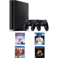 Sony Playstation 4 Slim Kasa 500 Gb+Yenilenmiş+2. Ps4 Kol + 4 Cd'li Oyun