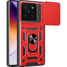 Mabelme Store Xiaomi Mi 14T Pro Kılıf Pars Lens Yüzüklü Silikon - Kırmızı