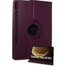 Mabelme Store Samsung Galaxy X610 Tab S9 Fe Plus 12.4 Kılıf 360 Tablet Deri Kılıf - Mürdüm