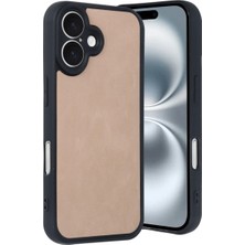 Mabelme Store Apple Iphone 16 Kılıf Aras Deri Kapak - Pudra