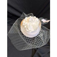 Bba New Trend Nikah Şapkası Beyaz Fascinator Vualet Gelin Şapkası Nikah Şapkası Tüllü Vualet Fascinator Şapka Nikah Düğün Nişan Söz Kına Özel Gün Aksesuarı